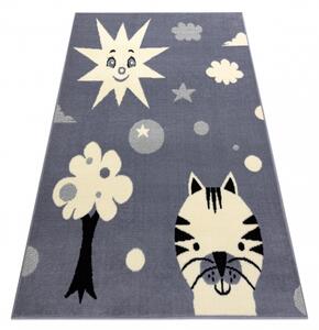 Balta Dětský kusový koberec BCF FLASH 3992 Slunce kočka strom šedý Rozměr: 140x190 cm