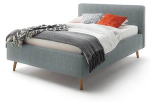 Modro-šedá čalouněná dvoulůžková postel s úložným prostorem a roštem 140x200 cm Mattis – Meise Möbel