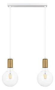 Lustr na lanku MIROS 2xE27/60W/230V bílá/zlatá