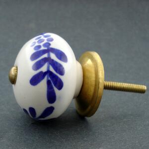 Keramická úchytka-Modré větvičky Barva kovu: antik tmavá