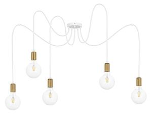 Lustr na lanku MIROS 5xE27/60W/230V pavouk bílá/zlatá