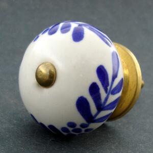 Keramická úchytka-Modré větvičky Barva kovu: antik světlá