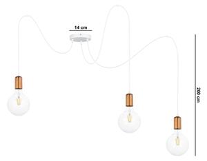 Lustr na lanku MIROS 3xE27/60W/230V pavouk bílá/měděná