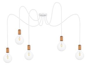 Lustr na lanku MIROS 5xE27/60W/230V pavouk bílá/měděná