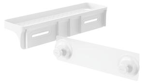 Bílá samodržící koupelnová polička z recyklovaného plastu Flex Adhesive – Umbra