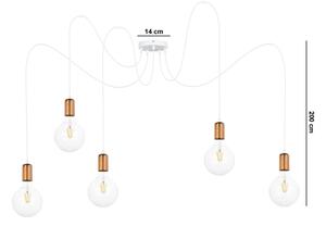 Lustr na lanku MIROS 5xE27/60W/230V pavouk bílá/měděná