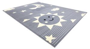 Balta Dětský kusový koberec BCF FLASH 4001 Slunce Měsíc nebe hvězdy šedý Rozměr: 120x160 cm