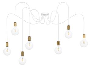 Lustr na lanku MIROS 7xE27/60W/230V pavouk bílá/zlatá