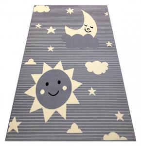 Balta Dětský kusový koberec BCF FLASH 4001 Slunce Měsíc nebe hvězdy šedý Rozměr: 140x190 cm