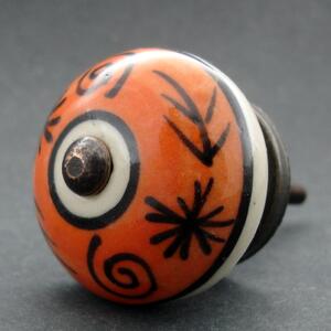 Keramická úchytka-Oranžová se znaky Barva kovu: antik tmavá