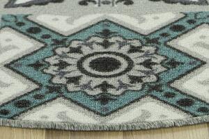 Makro Abra Kulatý koberec Patchwork pogumovaný tyrkys Rozměr: průměr 67 cm