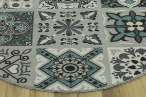 Makro Abra Kulatý koberec Patchwork pogumovaný tyrkys Rozměr: průměr 67 cm