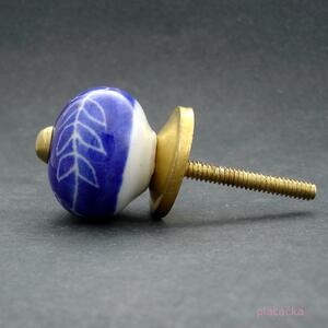 Keramická úchytka-Povíjnice modrá rytá MALÁ Barva kovu: antik světlá