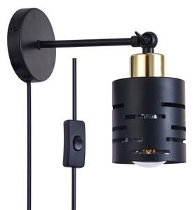 Nástěnné bodové svítidlo s vypínačem ELEN 1xE27/35W/230V černá/zlatá