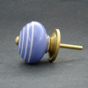 Keramická úchytka-Modrá pastel s proužky Barva kovu: antik světlá