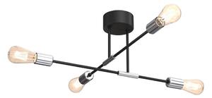 Lustr na tyči FLAME 4xE27/60W/230V černá/lesklý chrom