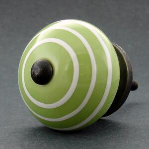Keramická úchytka-Zelená s proužky Barva kovu: antik tmavá