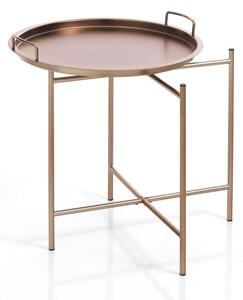 Odkládací stolek v měděné barvě s odnímatelným podnosem Tomasucci Vagna, ⌀ 45 cm