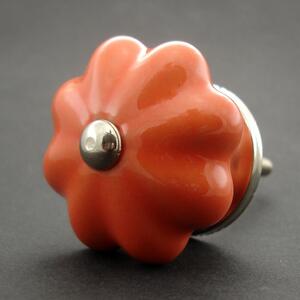 Keramická úchytka-Oranžový květ Barva kovu: stříbrná