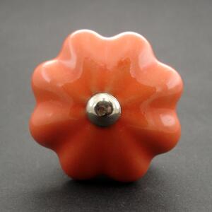 Keramická úchytka-Oranžový květ Barva kovu: antik tmavá