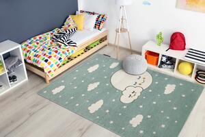 Makro Abra Dětský kusový koberec PETIT Měsíc Mráčky Hvězdičky zelený Rozměr: 120x170 cm