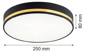 Argon 7040 - Stropní svítidlo AMORE 2xE27/15W/230V pr. 25 cm černá/zlatá