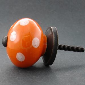 Keramická úchytka -Oranžová s puntíky Barva kovu: antik tmavá