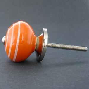Keramická úchytka -Oranžová s proužky Barva kovu: stříbrná
