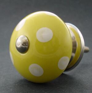 Keramická úchytka -Žlutá s puntíky Barva kovu: stříbrná