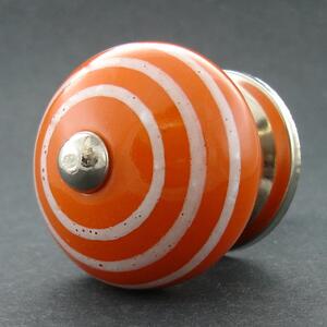 Keramická úchytka -Oranžová s proužky Barva kovu: stříbrná