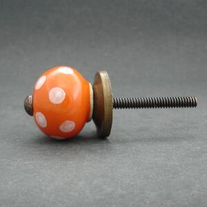 Keramická úchytka-Oranžová s puntíky-MALÁ Barva kovu: zlatá