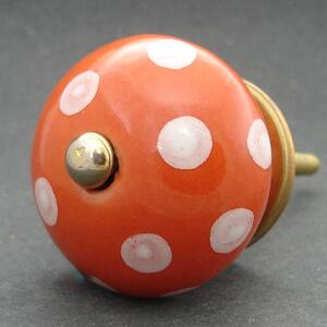 Keramická úchytka -Oranžová s puntíky Barva kovu: zlatá