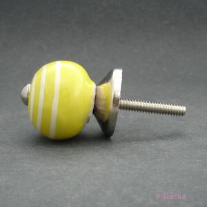 Keramická úchytka-Žlutá s proužky-MALÁ Barva kovu: stříbrná