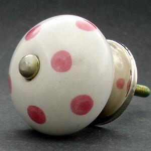 Keramická úchytka-Růžové puntíky Barva kovu: stříbrná