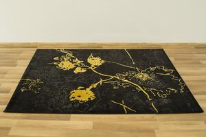 Makro Abra Moderní kusový koberec FESTIVAL 2743A Květy černý / žlutý Rozměr: 200x290 cm