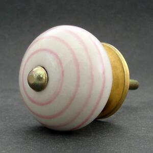 Keramická úchytka -Růžové proužky Barva kovu: stříbrná