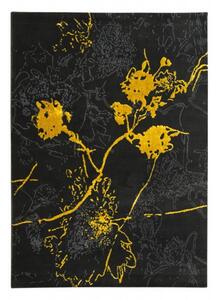Makro Abra Moderní kusový koberec FESTIVAL 2743A Květy černý / žlutý Rozměr: 160x230 cm