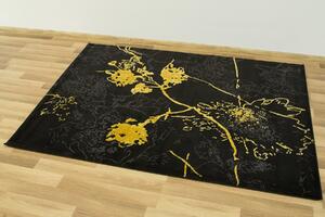 Makro Abra Moderní kusový koberec FESTIVAL 2743A Květy černý / žlutý Rozměr: 200x290 cm