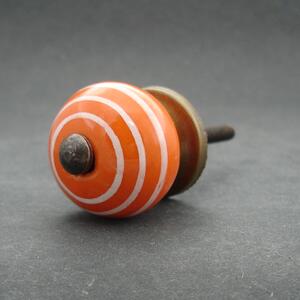 Keramická úchytka-Oranžová s proužky-MALÁ Barva kovu: stříbrná