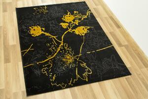 Makro Abra Moderní kusový koberec FESTIVAL 2743A Květy černý / žlutý Rozměr: 140x190 cm