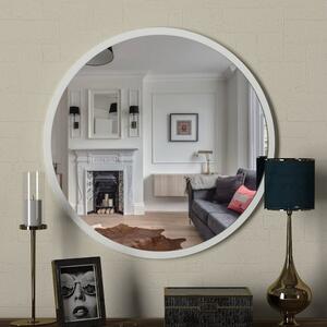 Kulaté nástěnné zrcadlo v bílémém rámu Glob, ⌀ 59 cm