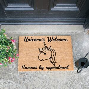 Rohožka z přírodního kokosového vlákna Artsy Doormats Unicorns Welcome, 40 x 60 cm