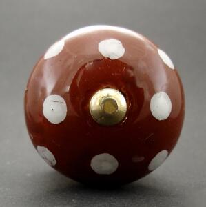 Keramická úchytka-Čokoládová s puntíky Barva kovu: stříbrná