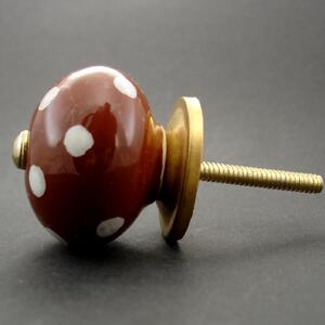 Keramická úchytka-Čokoládová s puntíky Barva kovu: stříbrná