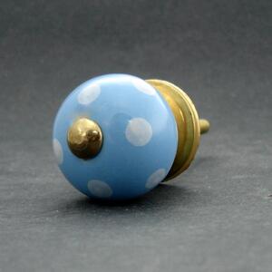 Keramická úchytka-Modrá s puntíkem MALÁ Barva kovu: zlatá