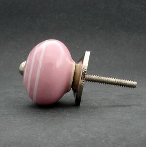 Keramická úchytka -Růžová s proužky Barva kovu: stříbrná