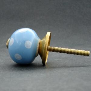 Keramická úchytka-Modrá s puntíkem MALÁ Barva kovu: zlatá