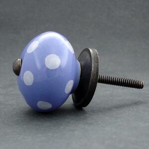 Keramická úchytka-Modrá pastel s puntíky Barva kovu: antik světlá