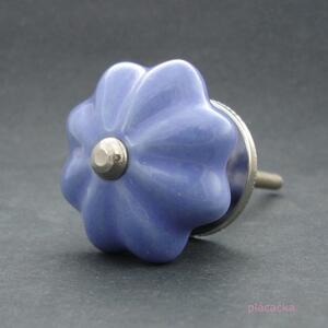 Keramická úchytka-Pastel modrý květ Barva kovu: stříbrná