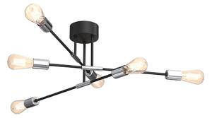 Lustr na tyči FLAME 6xE27/60W/230V černá/lesklý chrom